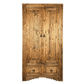 Indian Hand Carved Solid Wooden Cupboard Wardrobe Natural D23